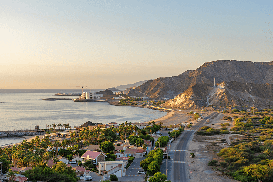 Aerial view of Fujairah coastline