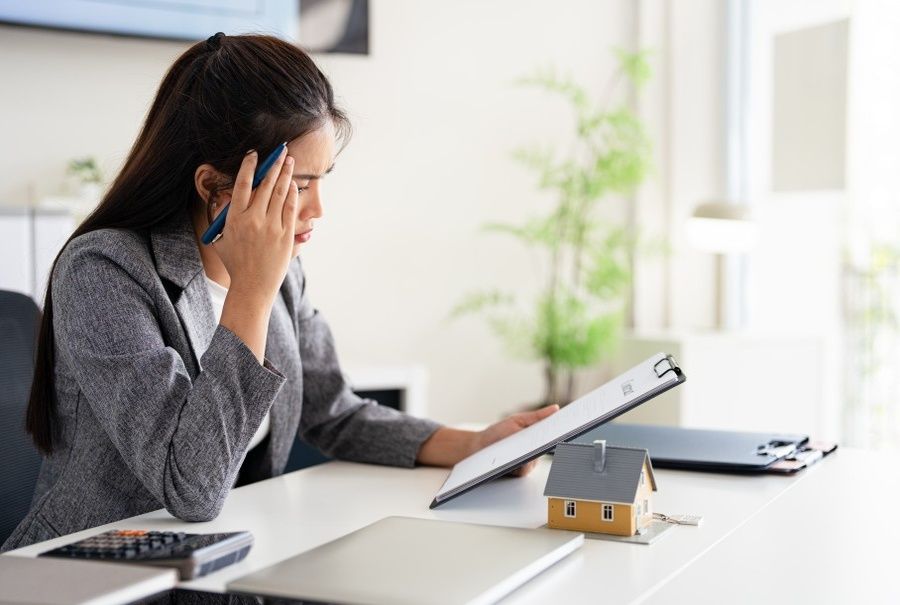 Woman looking at documents