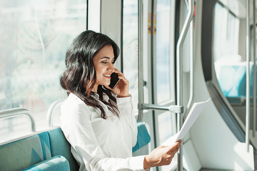 Business lady looking at papers