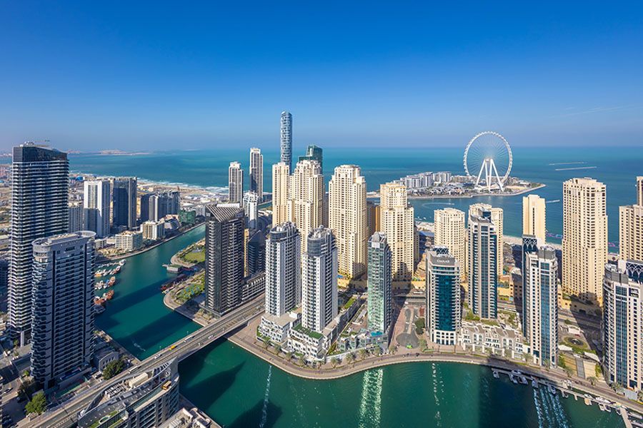 Dubai Marina Bluewater Dubai Eye Aerial View