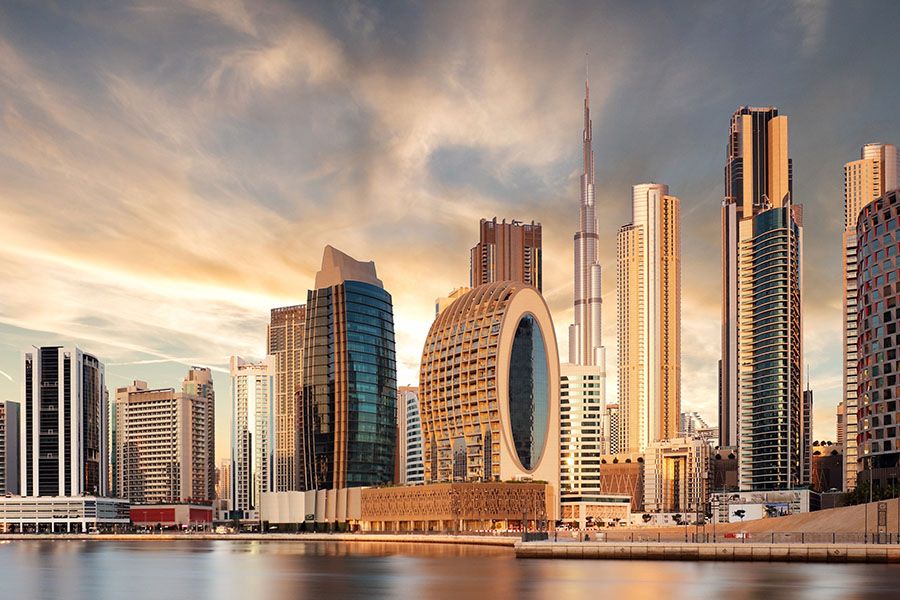 Dubai Skyline during sunrise