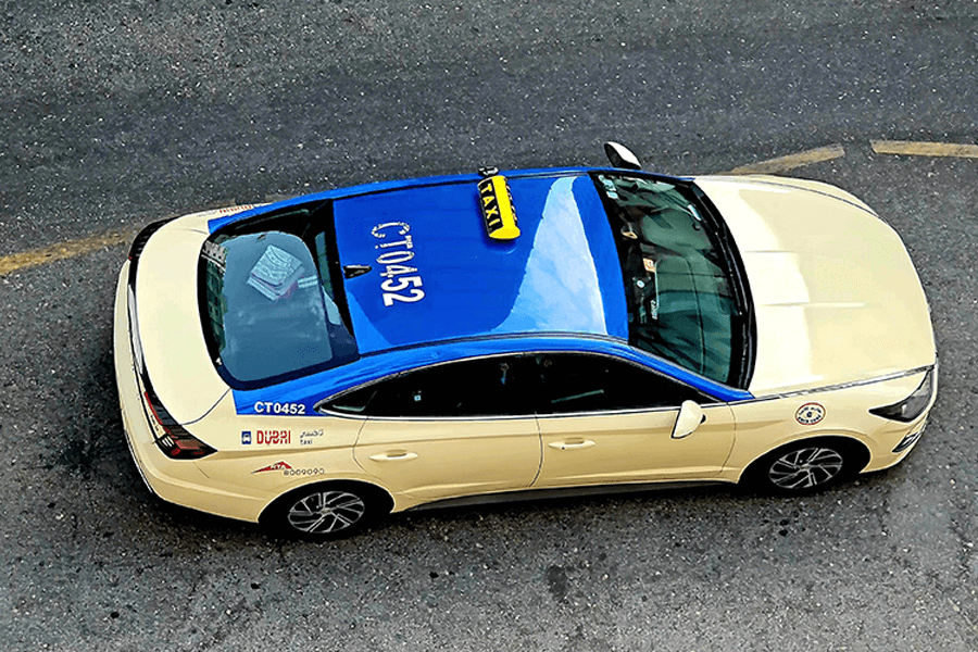 Dubai Taxi Blue Roof