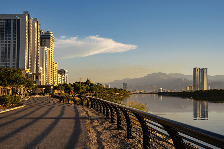 Ra Al Khaimah buildings and mountains