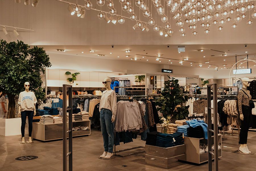 Retail store displaying clothes