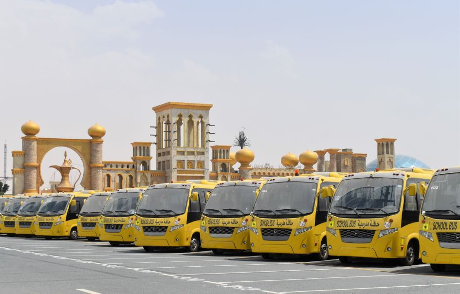 School buses waiting as school closed.jpg