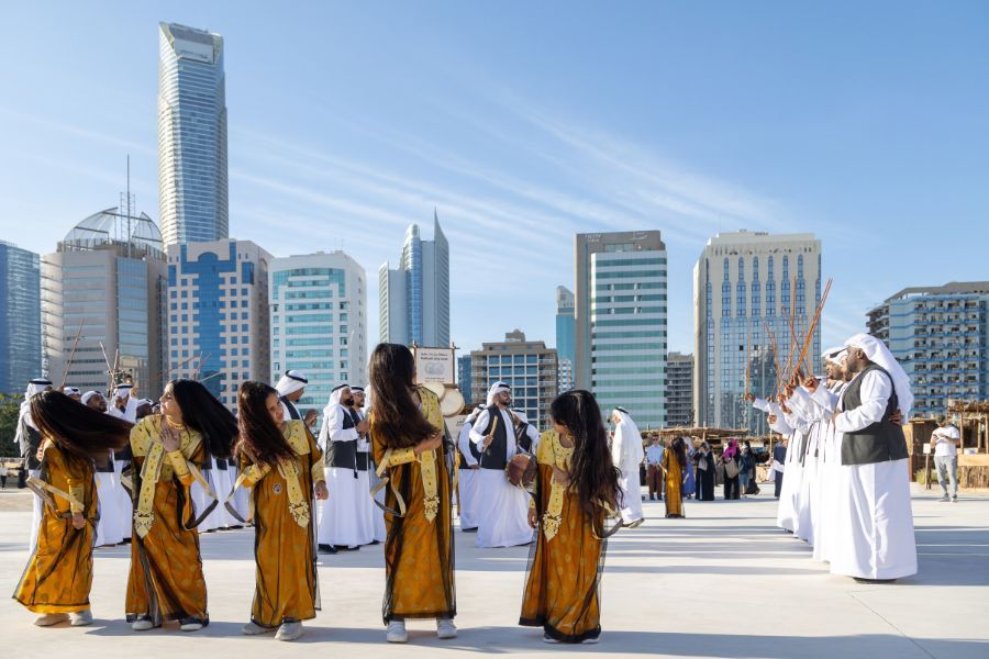 Traditional Emirati Al Ayalah dance in Abu Dhabi