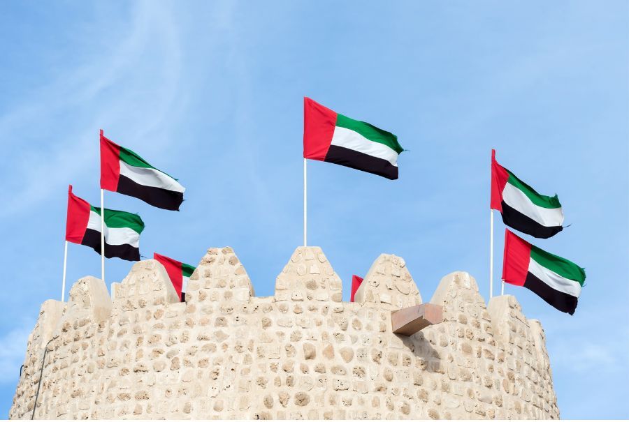 UAE Flag on the top of the Fort Tower