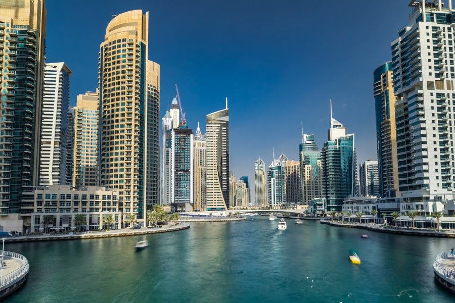 Buildings in Dubai by a canal